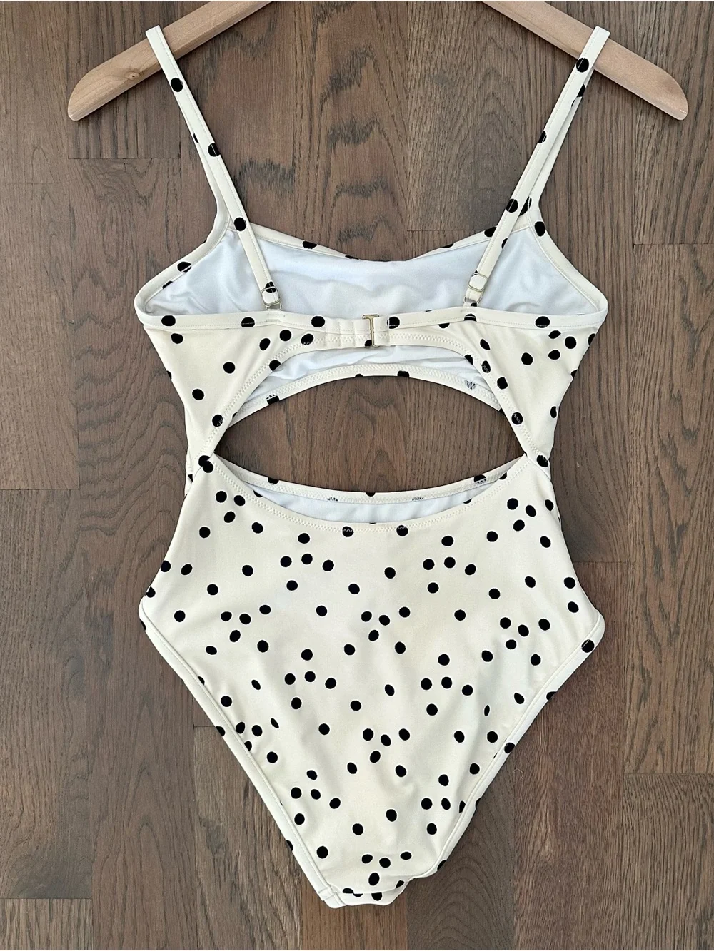 Madewell Second Wave Cutout One-Piece Swimsuit in Pearl Ivory Dot Toss Small